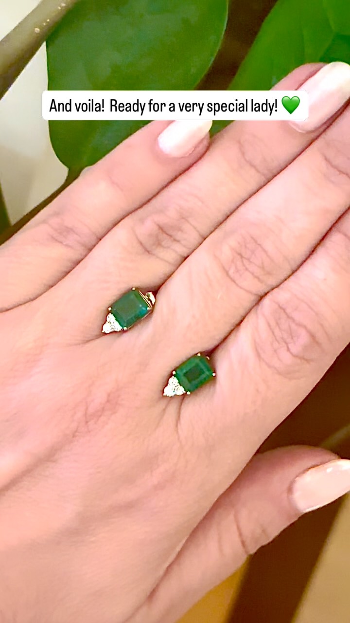 Custom-made Brazilian emerald and diamond earrings for a very special girl! 💚💚