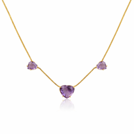 Three-Heart Necklace – Amethyst