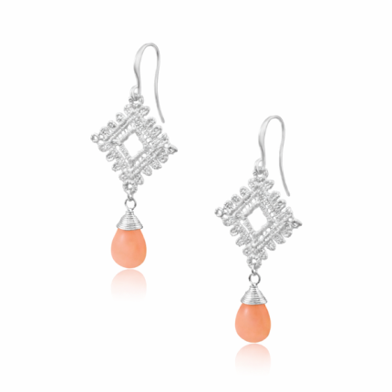 Orlisse Silver Earrings - Coral