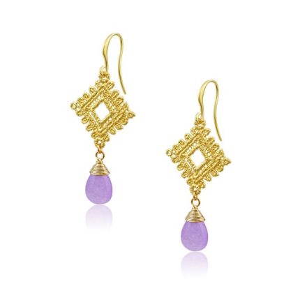 Orlisse Gold Earrings - Purple
