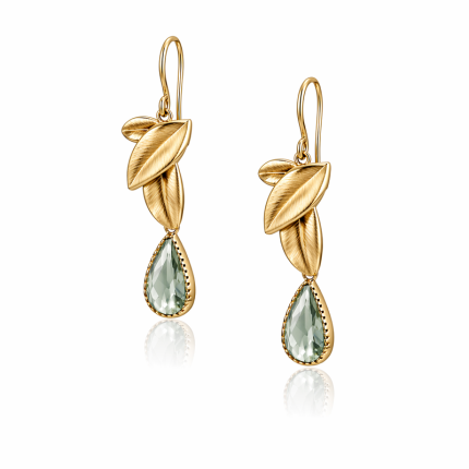 Foliare Gold Earrings - Grey