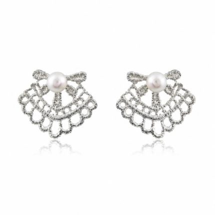 Myrelia Earrings in Silver - White Pearl