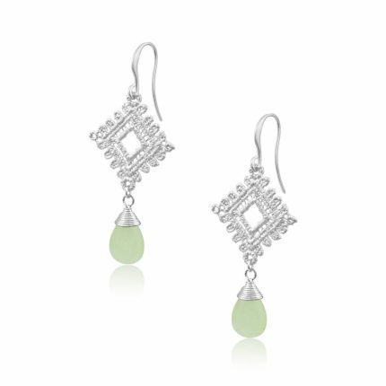 Orlisse Earrings in Silver - Green Jade